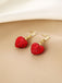 Red Crystal Heart Drop Earrings