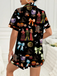 1970s Halloween Witch Print Satin Pajama Set