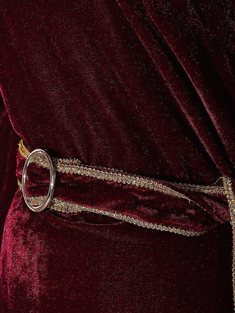 Wine Red 1930s Tangled Mother Gothel Velvet Dress