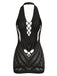 1960s Halter Fishnet Cutout Bodycon Mini Lingerie Dress
