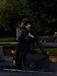 Black 1980s Gigot Sleeve Victorian Lace Dress