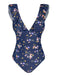 Multicolor 1950s Floral Ruffled Back Cut-Out Swimsuit