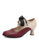 Vintage Colorblock Lace-Up Kitten Heel Shoes