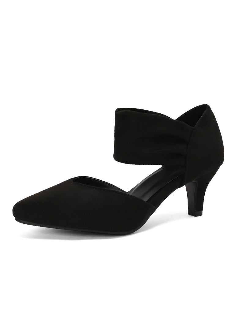 Solid Pointed Toe Suede Kitten Heels
