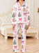 White 1940s Christmas Candy Canes Pajama Set