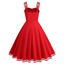 Red 1950s Lace Strap Swing Dress