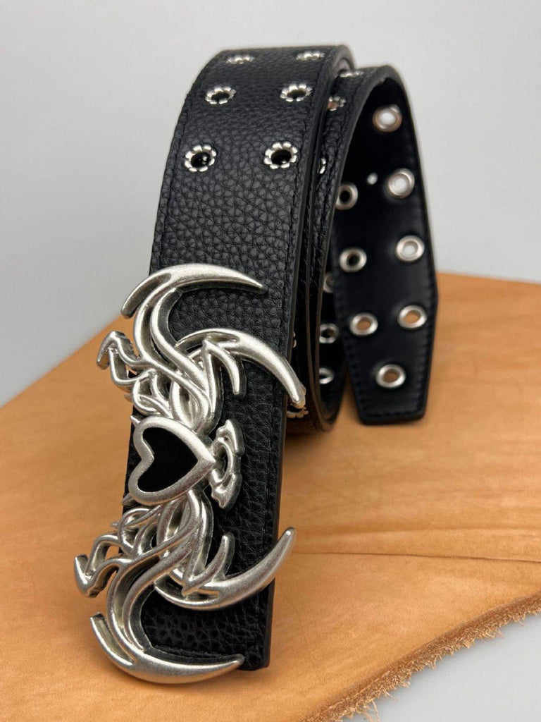 Vintage Heart Wings Grommet Buckle Punk Belt