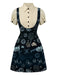 [Pre-Sale] Dark Blue 1960s Halloween Pumpkin Skull Print Suspender Dress