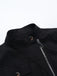 Black 1980s Steampunk Solid Zipper Belted Dress