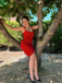 Red 1980s Velvet Corset Ruched Sweetheart Mini Dress
