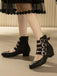 Round Toe Low Chunky Heel Cut-Out Boots
