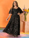 [Plus Size] Black 1930s Sequined Short Sleeves Maxi Dress