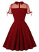 1950s Lapel Mesh Patchwork Swing Dress