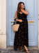 Black 1930s Rose V-Neck Bohemian Slip Dress