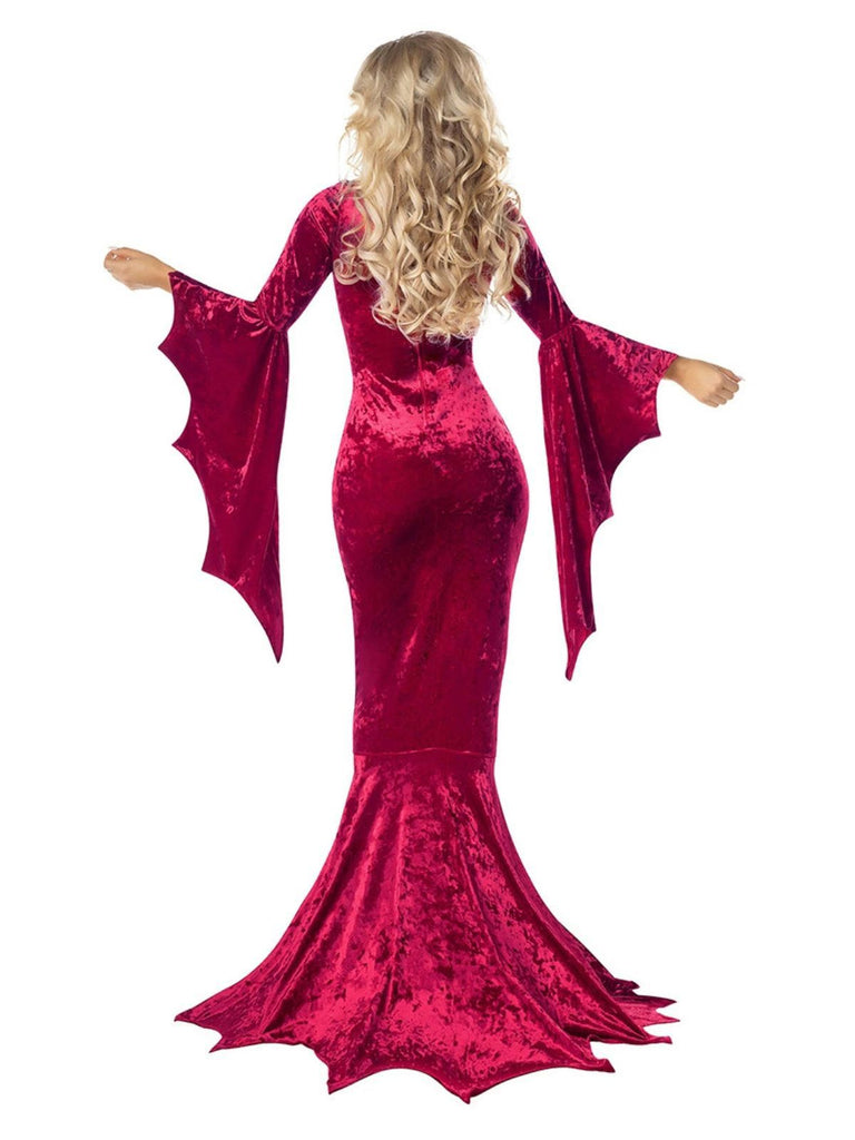 1930s Halloween Velvet Witch Batwing Sleeve Mermaid dress