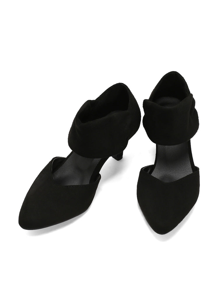 Solid Pointed Toe Suede Kitten Heels