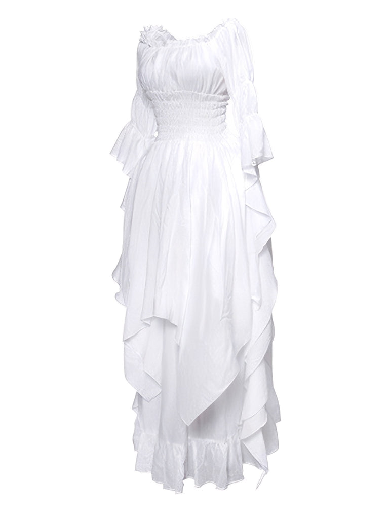 1980s Gothic Bell Sleeve Irregular Hem Dress