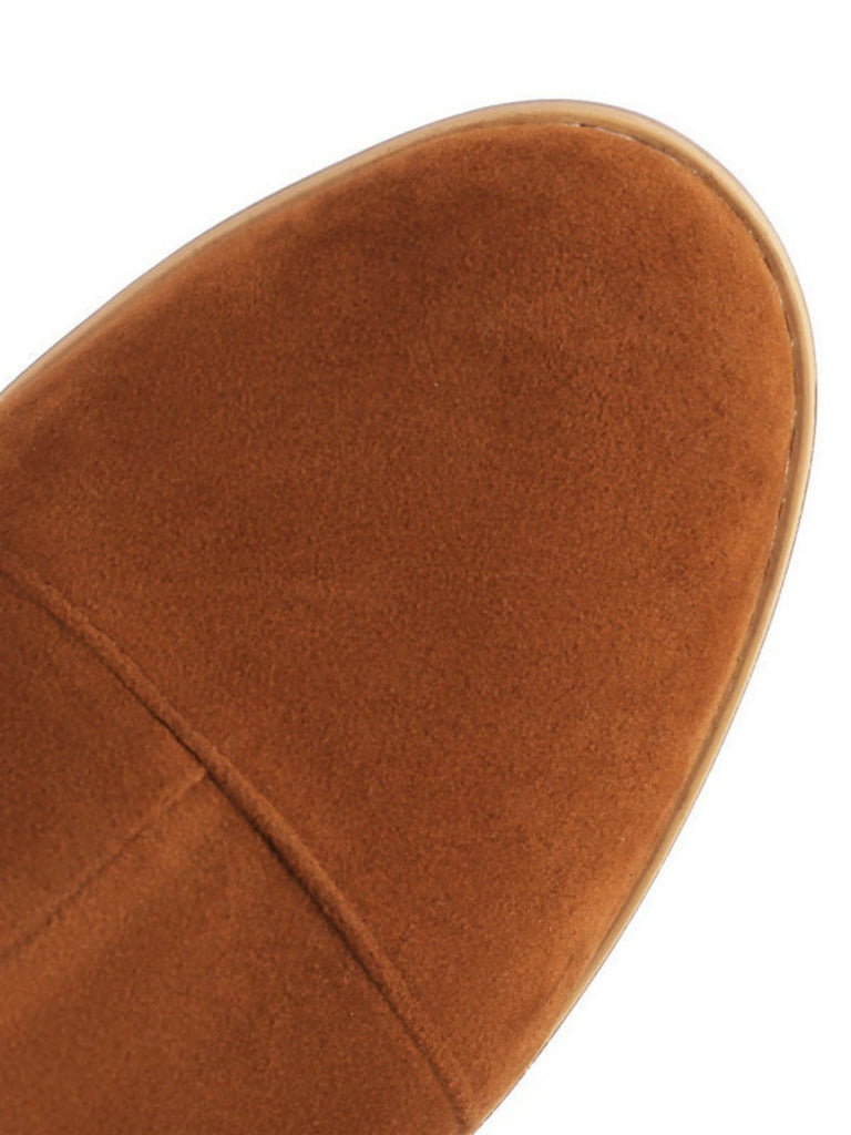 Suede Knee Lace-Up Block Heel Boots