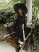 1980s Star Moon Sun Face Off-Shoulder Bell Sleeve Dress
