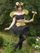 5PCS Yellow & Black 1950s Honey Bee Costume Halloween Cosplay Set