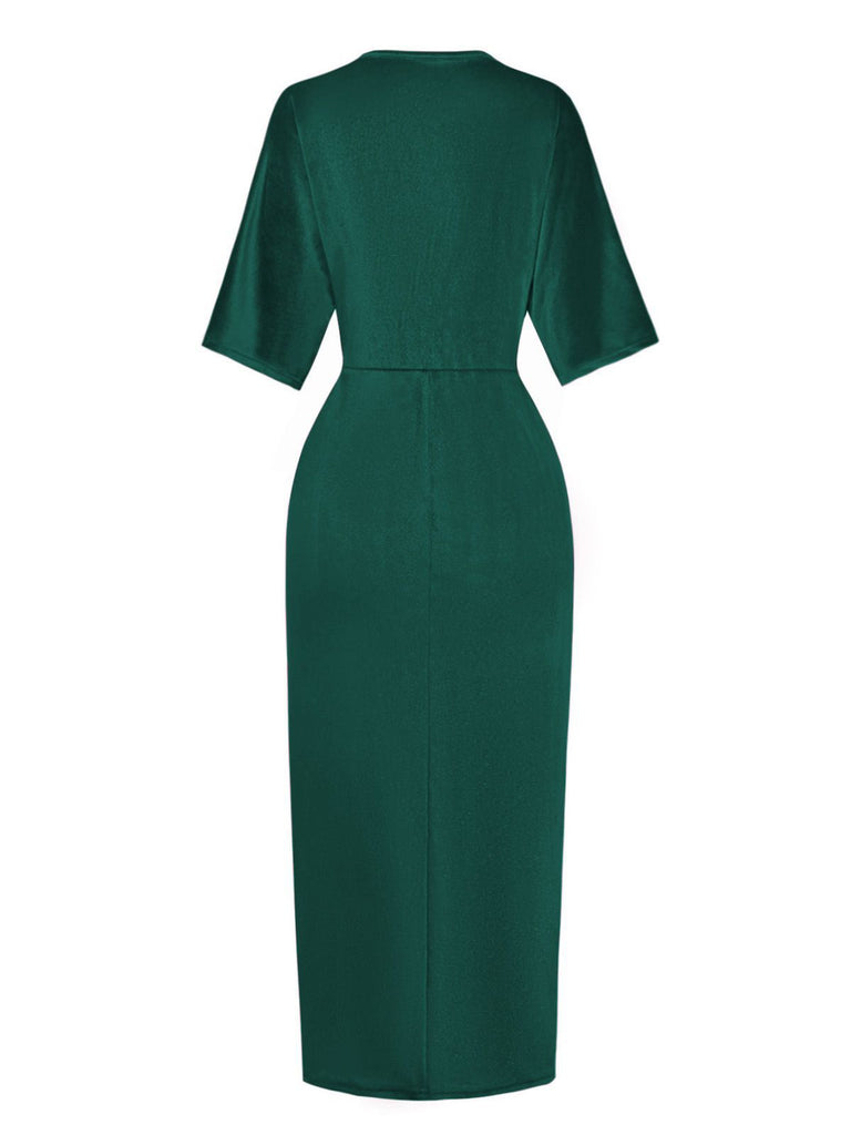 1960s Solid Velvet Half-Sleeve Dress