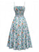 1950s Spaghetti Strap Floral Backless Side Slit Dress