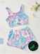 2PCS 1970s Glowing Colorful Print Flannel Pajama Set