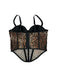 1980s Leopard Print Spaghetti Strap Herringbone Corset