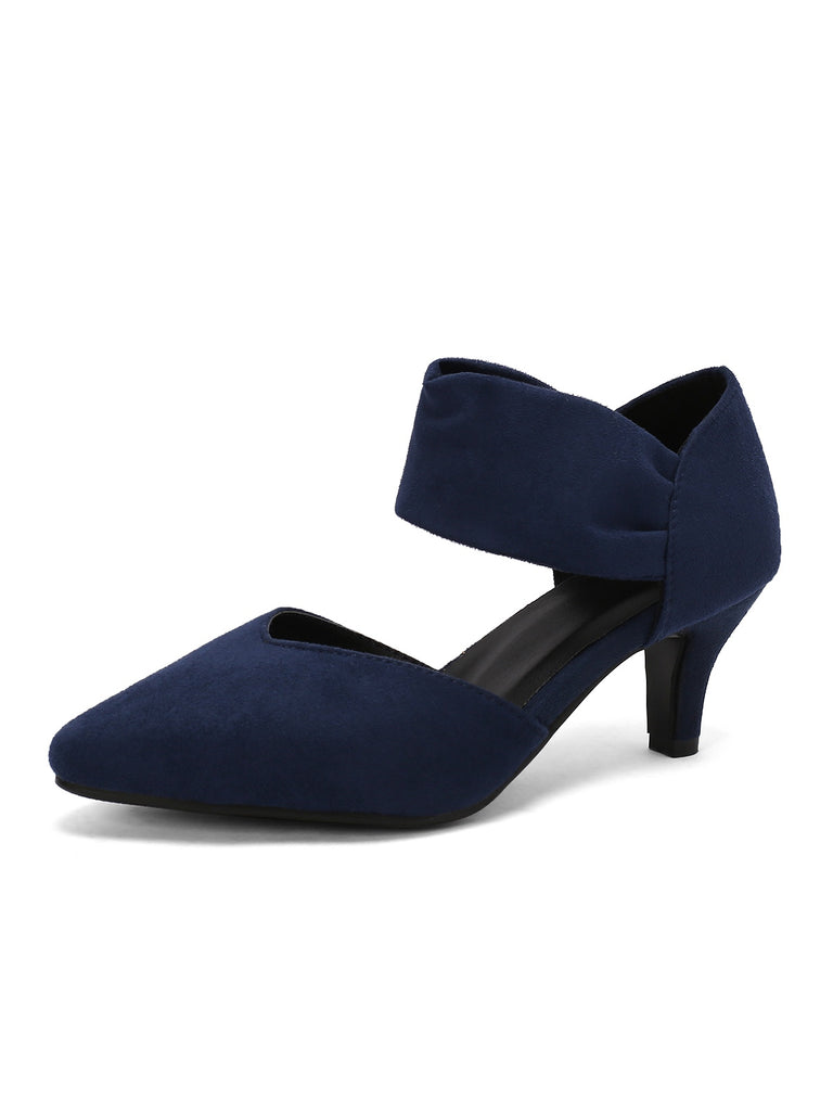 Solid Pointed Toe Suede Kitten Heels