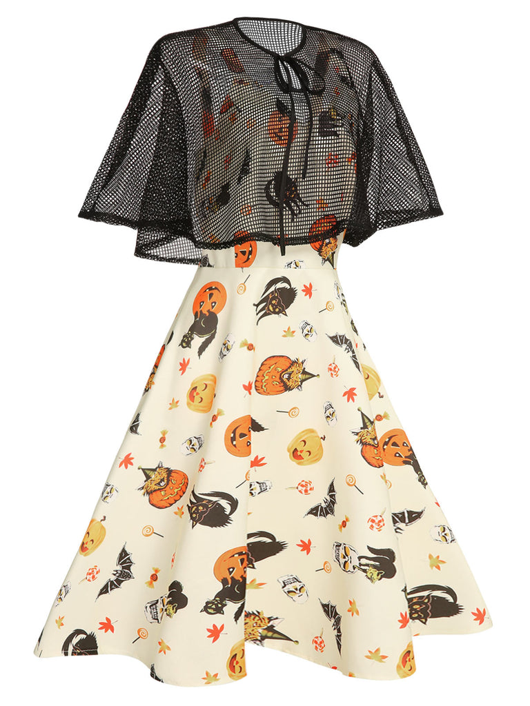 [US Warehouse] Beige 1950s Halloween Cap Costume Dress