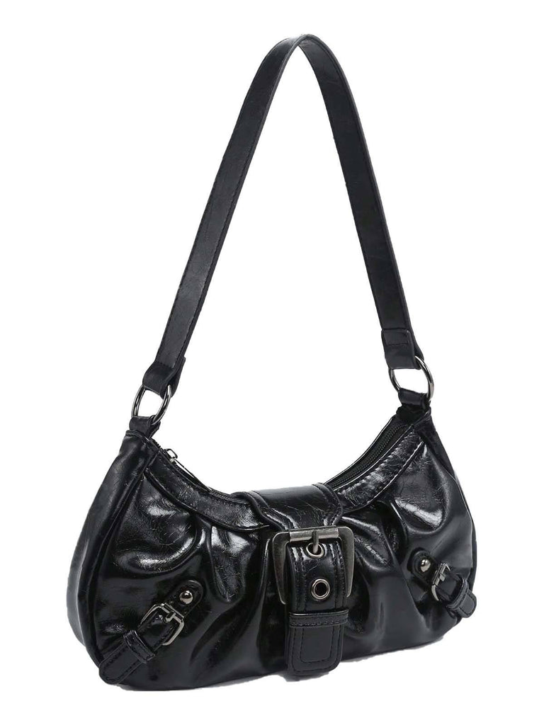 Vintage Leather Buckle Design Shoulder Bag