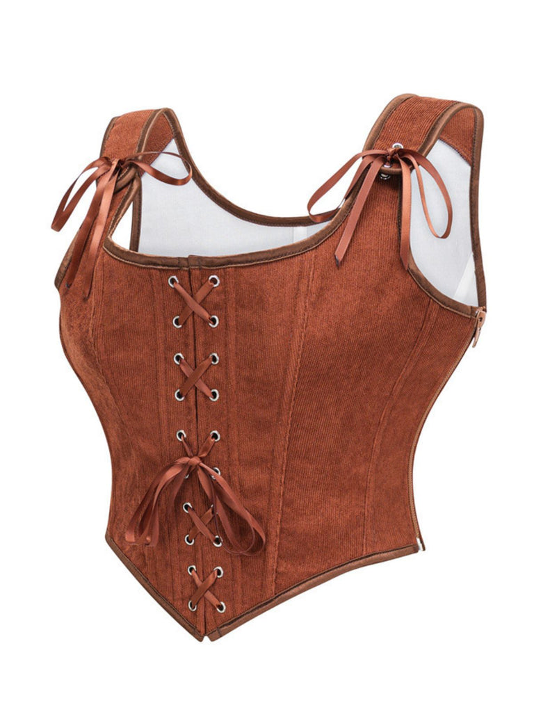 1980s Suede Bow Lace-Up Corset