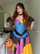 Multicolor 1950s Sweetheart Neck Patchwork Sally Dress