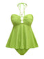 1940s Seashell Chain Lace-Up Halter Swimsuit