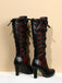 Vintage Punk Lace-Up Lace High Heel Boots