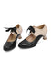 Vintage Colorblock Lace-Up Kitten Heel Shoes