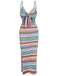 1970s Strap Colorful Stripes Lace-Up Boho Dress