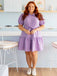 [Plus Size] Lavender 1950s Puff Sleeve Shirt Dress