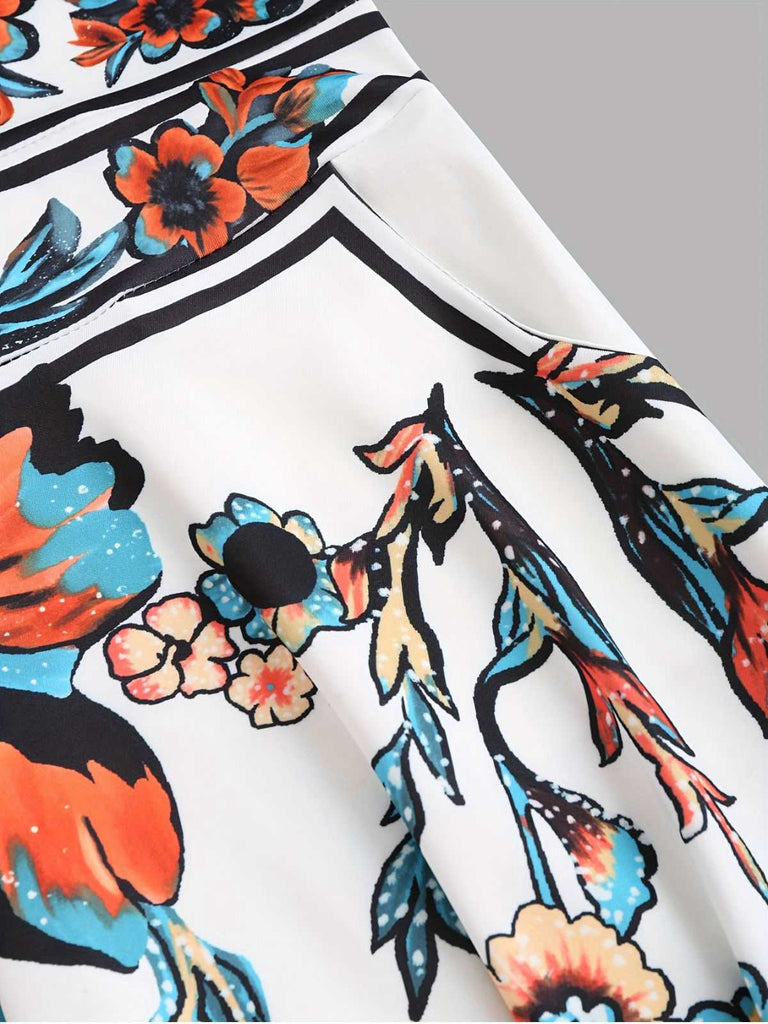 [Plus Size] Multicolor 1950s Floral Spaghetti Straps Dress