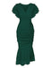 1960s Ruffle Lace-up Fishtail Dress