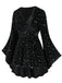 [Plus Size] Black 1960s Star V-Neck Velvet Dress