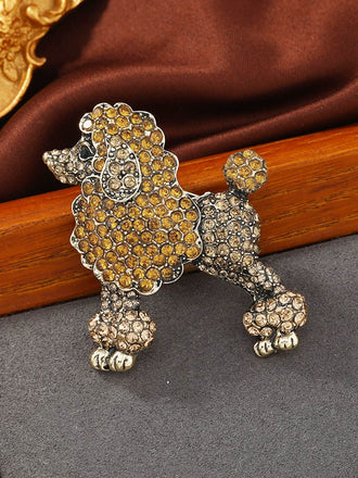 Vintage Alloy Rhinestone Poodle Brooch