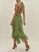 Green 1930s Halter Mesh Backless Chiffon Midi Dress