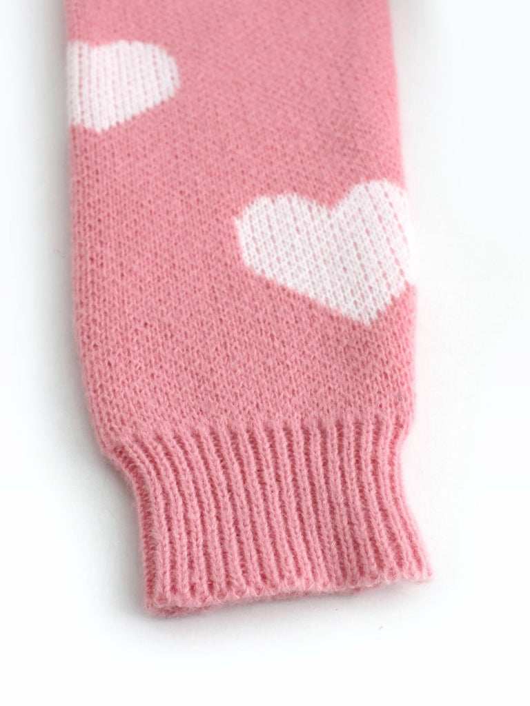 1950s Valentine's Day Heart Print Knit Cardigan