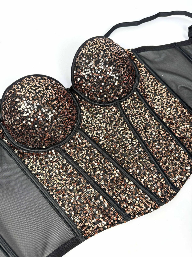 1980s Punk Sequin Boned Corset