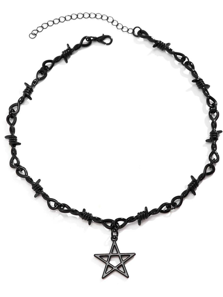 Black Gothic Pentagram Pendant Necklace