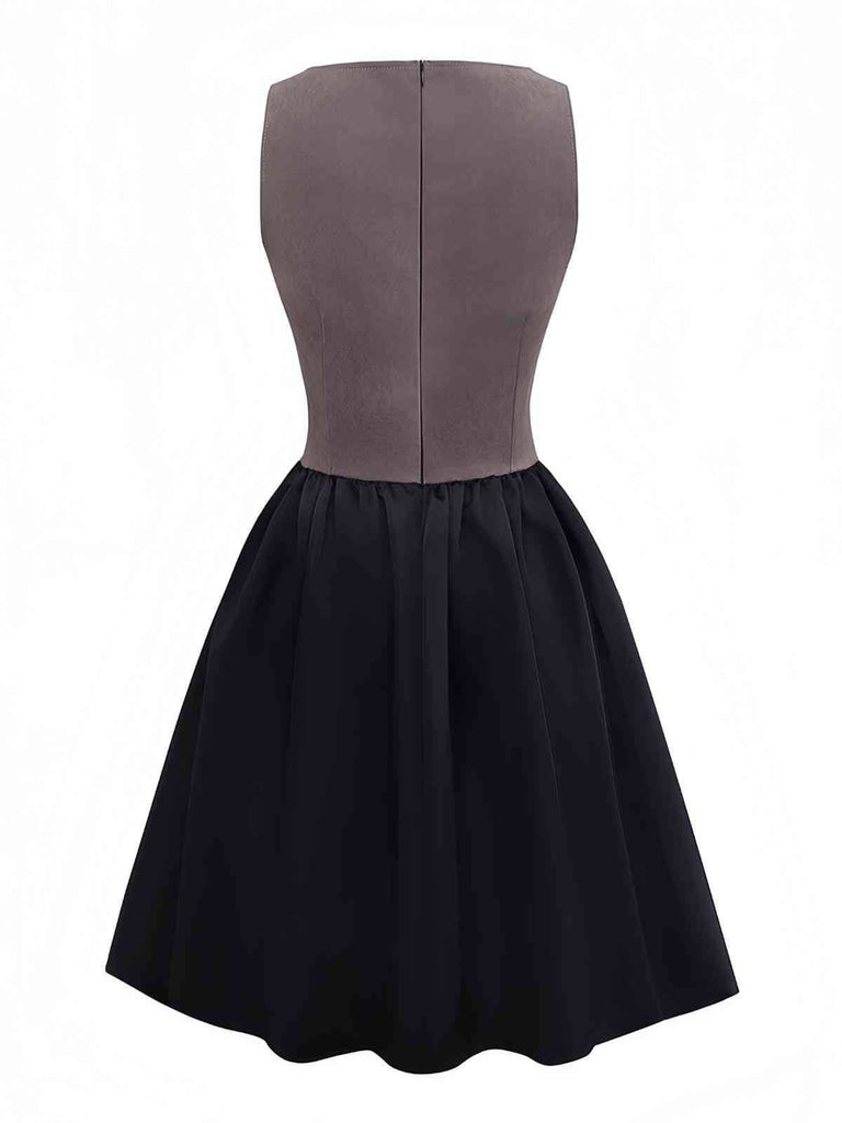 Brown 1960s Pirate Lace-Up Square-Neck Corset Dress
