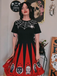 1950s Halloween Spider Web Print Patchwork Dress