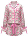 2PCS 1960s Christmas Long Sleeve Button Pajama Set