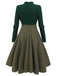 Dark Green 1950s Plaid Knitting Dress